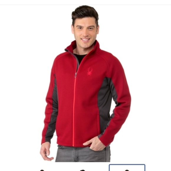 Men Spyder Full Zip Stryke Jacket Red - Picture 2 of 7